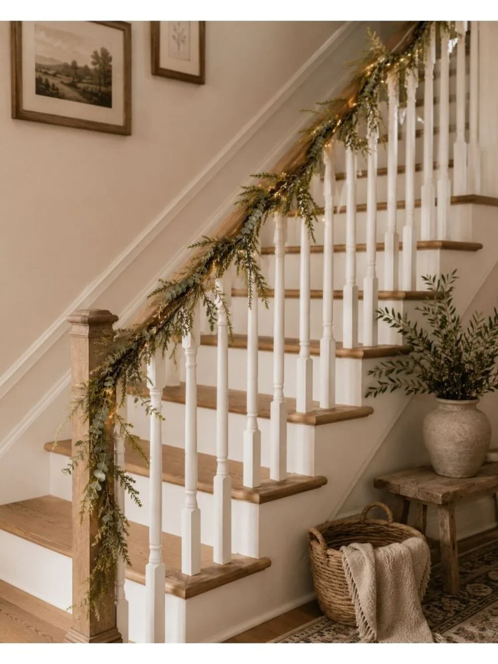 Norfolk Pine Garland, Eucalyptus Garland, Faux Christmas Garland, Mantel Garland